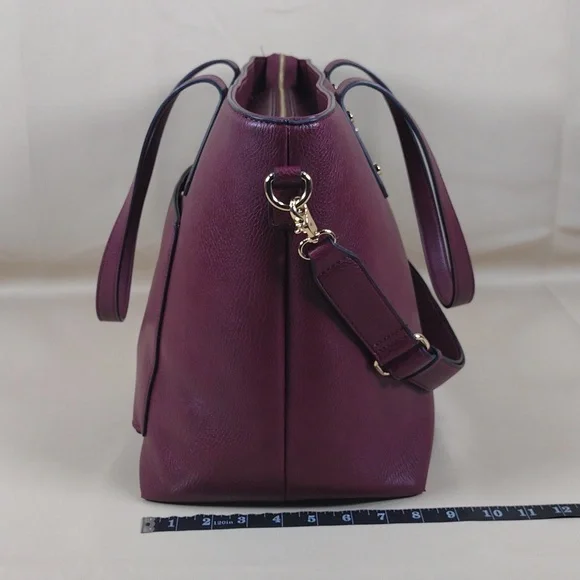 Poppy & Peonies Go Getter Vegan Leather Elegant Purple Berry Tote Bag Purse - Picture 6 of 16